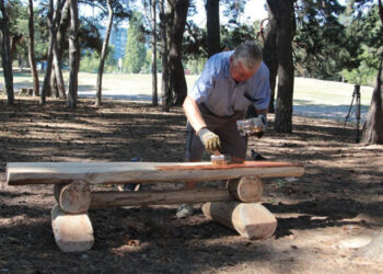 У Сосновому сквері на ж/м Придніпровськ встановлюють лави з дерев |   — новости Днепра