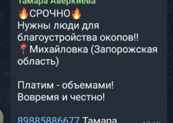 окупанти терміново шукають чоловіків для риття окопів на Запоріжжі