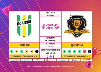 Матч 17-го туру VBET Ліги «Полісся» – «Дніпро-1»: статистичне прев’ю